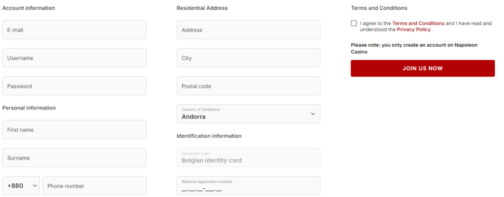 Registrazione e accesso al casinò Napoleon