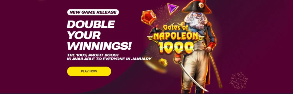 aumento del 100% delle vincite di Napoleon casino